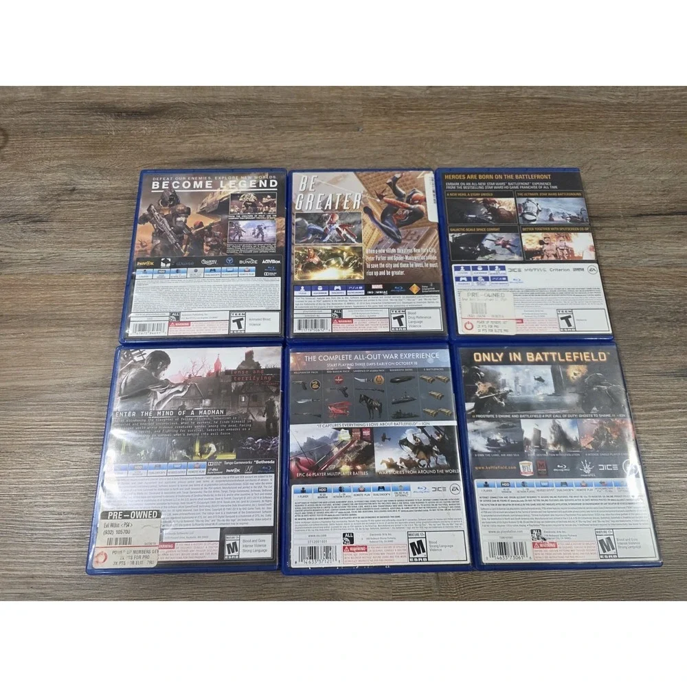 PS4 Game Bundle Battlefield 1, 4, The Evil Within, Star Wars, Destiny, Spiderman